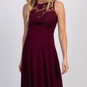 Burgundy maternity sweetheart gown